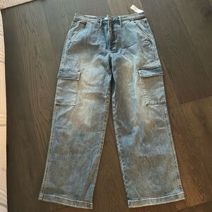 Never worn size 12 cargo pants light wash trendy